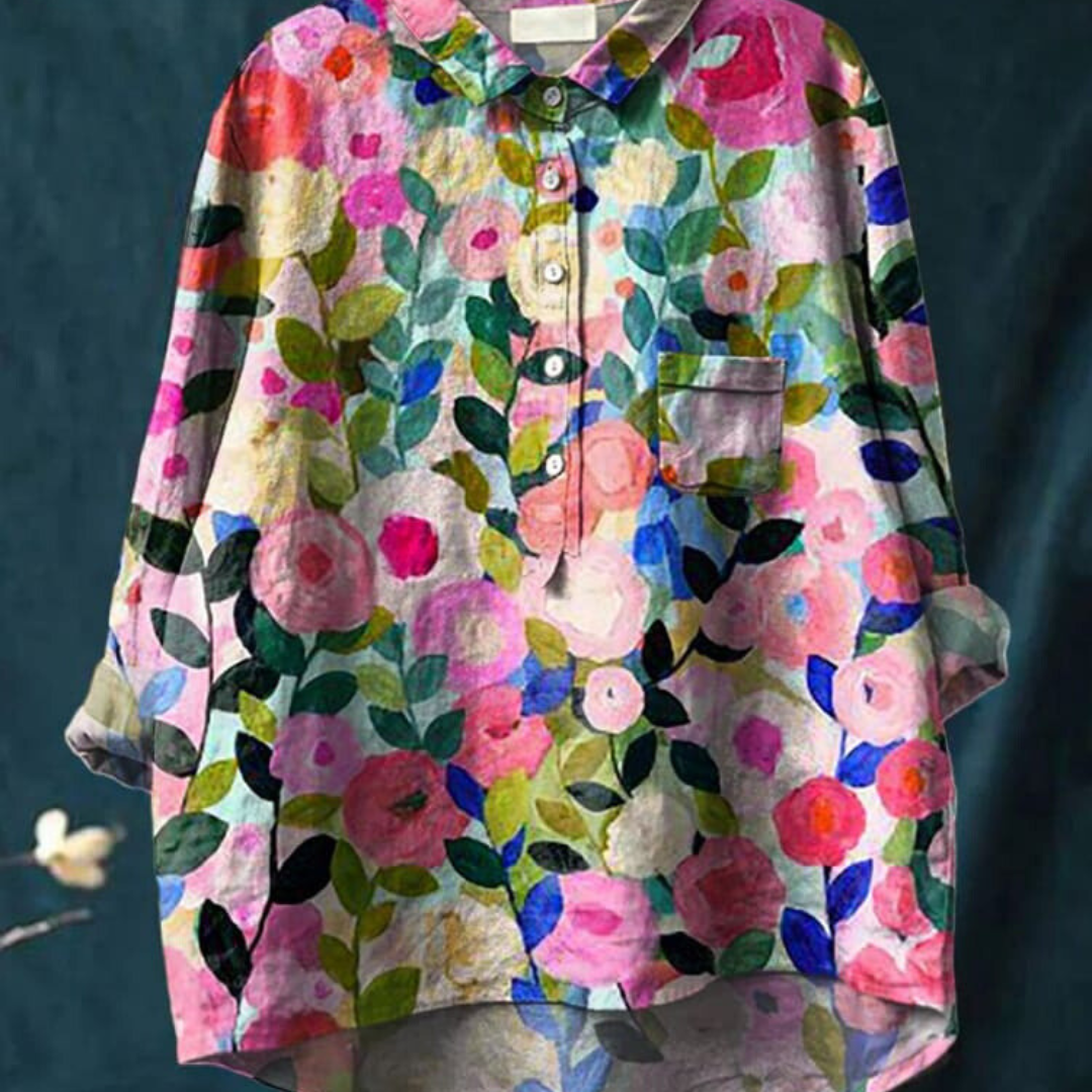 Abigail - Blouse van Katoen-Linnen met bloemenprint