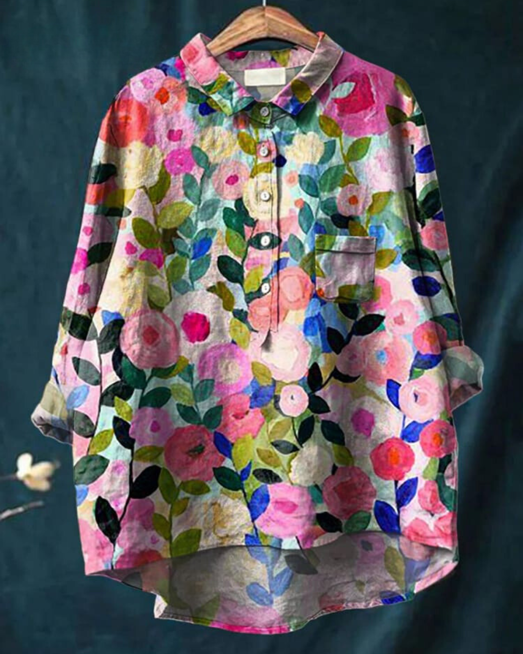 Abigail - Blouse van Katoen-Linnen met bloemenprint